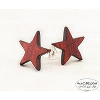 Stern Holz Ohrstecker Star Ohrringe hölzerne Fake Plugs Kleine Ohrringe Mini Ohrringe wooden earrings wood post studs sternförmig