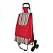 Produktbild DLYZM Treppensteiger Einkaufstrolley 40 Liter Einkaufstasche mit Kühlfach Einkaufswagen Stahlgestell klappbar Wasserabweisender & Abnehmbarer Tasche für Einfaches Und Bequemes Treppensteigen, Red