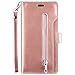 Produktbild Kompatibel mit Samsung Galaxy A6 2018 Leder Hülle,Robinsoni Handytasche Schutzhülle Tasche Case [ 9 Kartensteckplätze ] Reißverschluß Brieftasche Flip Ständer Magnetverschluss Klappehülle,Rose Gold