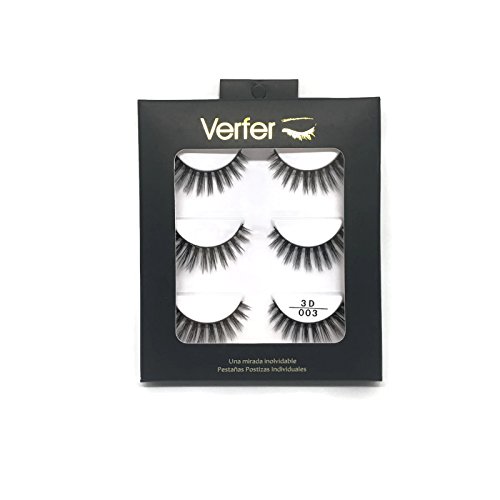 VERFER faux cils matière synthétique professionnelle avec effet de volume 3D de haute qualité (3 paires) (3D003)