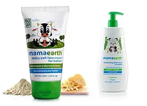 Mamaearth Milky Soft Natural Baby Face Cream for Babies 60mL & Mamaearth Daily Moisturizing Lotion for Babies, 400ml