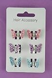 Card of 6 Glitter butterfly mini clamps Hair Accessories