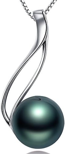 MARENJA-Valentine Gifts Women's Fashion Pearl Necklace-Black Tahitian Pearl Music Note Pendant with Chain-925 Sterling Silver Jewellery