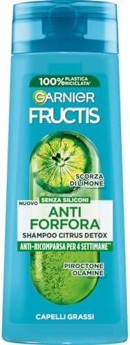 Garnier Fructis Shampoo Antiforfora, Per Capelli Grassi, Azione Purificante, Con Piroctone Olamina, Citrus Detox, 250 ml