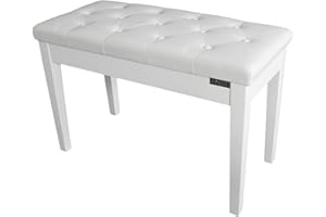 Innox PB 20W Piano Stool - Padded Cushion - Storage Compartment - White Piano Bench - Keyboard Bench - Wooden - Classic Style