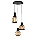 Produktbild Industrial Glas Pendelleuchte Schwarz Esszimmer Hängeleuchte Innen Wohnzimmer Antik Pendellampe Retro Höhenverstellbar für Lanhaus, Loft, Dachboden, Restaurant, Café, Wohnzimmer und Studie