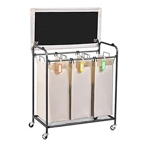 Sunix Rolling Wäschesortierer,3 Schwere Tasche Wäschewagen mit