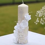 Taufkerze Kommunionkerze Kerze zur Taufe Konfirmation Blumen Handarbeit binnbonn