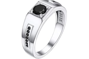Bandmax Alliance Homme en Argent 925 Massif Personnalisable, Bague Solitaire en Zirconium, Anneau de Mariage, Taille 52/54/57/59/62/64/67/69