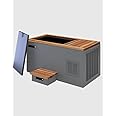 The UK Ice Bath Company Electric Ice Bath Stainless Steel 400 Litre Cold Therapy Tub Rectangular Grey Base: Wooden Top