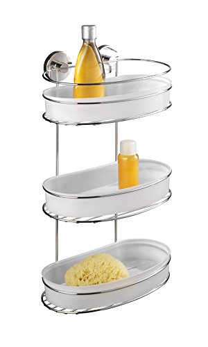 WENKO 20893100 Vacuum-Loc Wandregal 3 Etagen Milazzo – Befestigen ohne bohren, Stahl, 28 x 47.5 x 15 cm, Chrom - 2