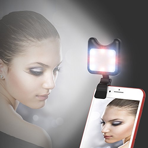 APEXEL Handy Selfie Light - mit 9 Beleuchtungsmodi - wiederaufladbar Ã¼ber USB - Light Kamera ZubehÃ¶r fÃ¼r Smartphone iPhone und iPad und die meisten mobilen GerÃ¤te-Schwarz