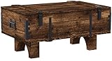 Tamaño:81 x 50 x 39 cm. Propio diseño antiguo viaje Trunk mesa de café Cottage - Manta de estilo vintage, pino de madera caja 80 cm / 49 cm / 45 cm