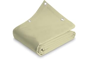 TELOMERITI® - Telo/Telone in PVC 650gr/mq con Occhielli in Alluminio, Rinforzato, tipo da camion, Impermeabile, Copritutto Da Esterno, Vari Colori, Made in Italy (Avorio Scuro, 3x6 Metri (18 MQ))