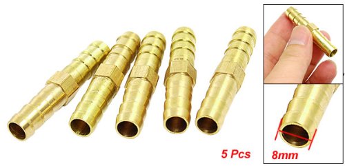 5 Stück Air Gas 8 mm Messing Gerade Schlauchverbinder Joiner - 2