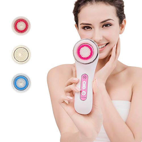 Wireless Charging Facial Cleansing Brush, MiSMON Waterproof Face Brush with 3 Brush Heads for Deep Cleansing, Gentle Exfoliating, Body Cleansing