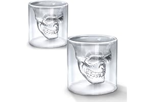 SHOP-STORY - Lot de 2 Verres Tête de Mort - Shooters pour Liqueur Whisky Vodka etc