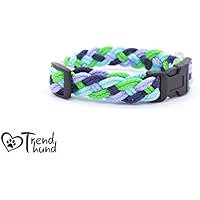 Verstellbares Clickhalsband, Größe XS-S, geflochten, hellblau/marineblau/apfelgrün/mint