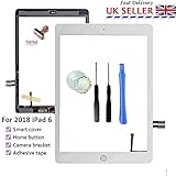 iPad Digitizer kompatibel mit 2018 iPad 6 6. Generation A1893 A1954 vormontiert mit Home-Button, Kamera-Halterung und Klebeband