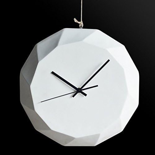 Geometric shape wall clock creative modeling white environmental protection cement wall clock home accessories ( Color : White )