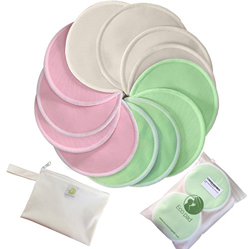 # 1 BEST waschbar Bio Bambus Stilleinlage – 12 Pack (6 Paar)-wiederverwendbar Stilleinlagen, BH Pads, auslaufsicher,, wasserdicht, hypoallergen Stillen Pads, absorbierenden Pads, Bambus Stilleinlagen.