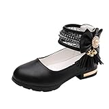 Kleinkind Sommer Schuhe/Dorical Mädchen Sommer Mode Tanzschuhe Ballerinas Sandalen mit Quaste Perle Bowknot Lauflernschuhe Kinder Prinzessin Casual Fashion Party Schuhe 27-35 EU(Schwarz,29 EU)