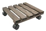 4 ruedas dobles sólidas. Carrito de Madera Natural para macetas Rado Soporte con Ruedas. Mover Pot Dolly Flower Garden. Cuadrado 30 cm - ébano Suave