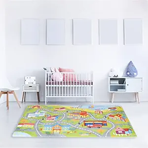 @home by Nilkamal Map 120 cm x 180 cm Kids Carpet (Multicolor)