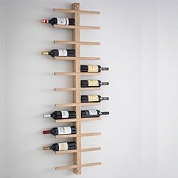 CKB Ltd® De luxe 22 Bottle Large Wall Mounted Wine Rack Étagère à Vin Murale - Raw Oak Chêne Brut - En Bois Porte-bouteilles Storage Rack Holder Pour Bar Cuisine