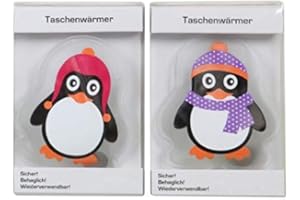 Hs24store 2 Stück Taschenwärmer Handwärmer Motiv Pinguin pink lila