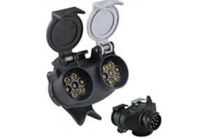 EVERGD 12V Waterproof Caravan Converter 13 Pin Plug to 12N & 12S 7 Pin Sockets Caravan Trailer Towing Adapter