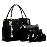  MyTNN 4er Set Damentasche Umhängetasche Tragetasche Schultertasche Damen Tasche (Design 3) (schwarz)