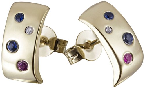 Goldmaid Damen-Ohrstecker Color Feeling 375 Gelbgold 2 Rubine 4 Saphire 2 Diamanten 0,01 ct. Ohrringe Schmuck