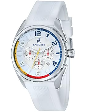Spinnaker SP-5022-02 Reef Armbanduhr, Quarz-Chronograph, Zifferblatt weiß, Armband aus Silikon, weiß