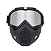 Produktbild QXTKHW Mortorcycle Maske abnehmbaren Schutzbrille und Mund Filter für Open Face Helm Motocross Ski Snowboard, Motocross Off-Road Goggles,Silver