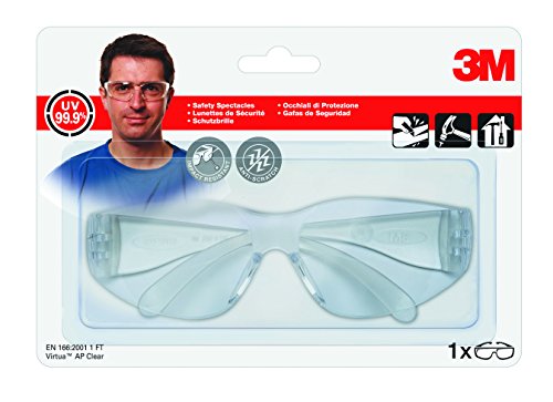 3M VAPCC Virtua AP Schutzbrille für leichte Reparaturarbeiten, gegen Splitter, Antikratzbeschichtung, 99.9% UV-Schutz, klare Polycarbonatscheiben - 2