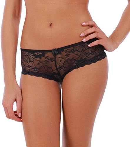 La Modeuse Dentell Thong With Flower Motif - Black - X-Large