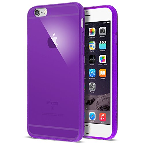 iPhone 6S Plus Purple Case, Transparent Purple Soft TPU Gel Cover and Screen Protector for iPhone 6S/6 Plus [Purple][5.5