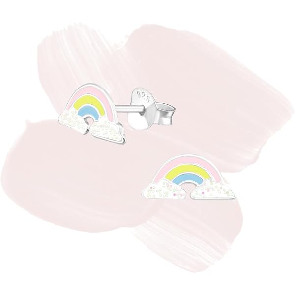 Pegasus Boucles d'oreilles licorne en argent sterling 925 avec émail cheval pour fille, 7 mm x 9 mm x 1 mm, émail, Sans pierre