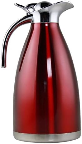 Riwendell Stainless Steel Double Walled Vacuum Insulated Carafe 2-liter (Red, GS-12211BY-2.0L)