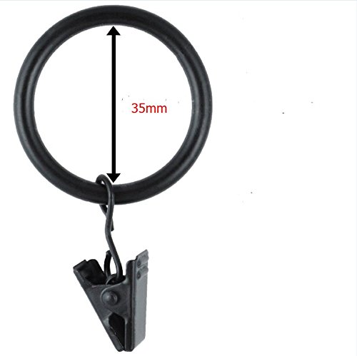Musuntas 30 Stk. 35mm Durchmesser Mehrzweck Vorhang Clip Gardinenstange Gardinenringe Vorhangringe mit Clips–schwarz - 4