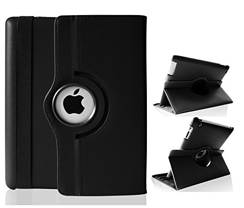 Generic Premium Smart PU Leder Schutz Hülle 360 Grad Schwenkbar drehbar für Apple iPad 4/3/2 schwarz