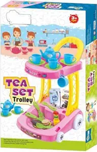 TOYMANIA Educational Home Supermarket Tea Trolley PLAYSET Toys Set for Kids. | with 19 PCS. & Shopping CART. | Very Big Size. | Kitchen Set. | Pretend PLAYSET. (Multicolor)