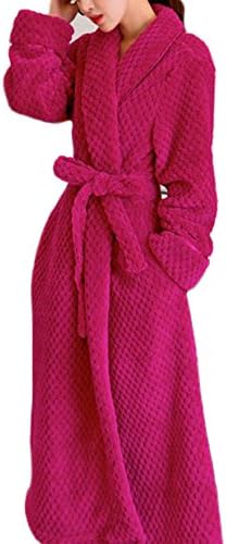 RENHONG Women's/Men's Unisex Fall/Winter Flannel Cozy Warm Home Bathrobe Bathrobe Pajamas Padded Warm Slim Coral Bathrobe,Red-XL
