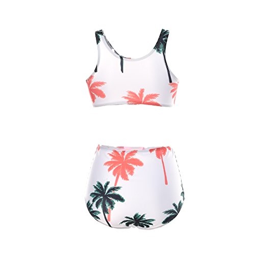 Blooming Jelly Damen Kokosnuss-Baum-Druck mit hoher Taille Bikini-gesetzter Badeanzug - 3