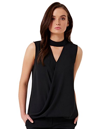 Buy Blooming Jelly Womens Tops Choker Elegant Wrap Halo V Neck Chiffon  Sleeveless T Shirt Blouse Black L Online at desertcartTurkey