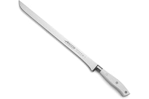 Arcos Couteau à Jambon en Acier Nitrum avec Lame Fine de 300 mm – Poignée Ergonomique en Polyoxyméthylène POM, Bord Lisse Caractéristique – Couleur Blanche, Série Riviera Blanc