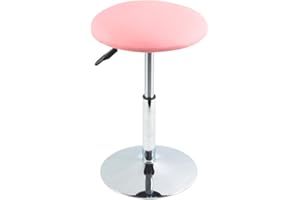 FURWOO Taburete de Trabajo Redondo de Cuero sintético Taburete de barbero Rotación de Altura Ajustable Adecuado para Oficina en casa Hotel Salón Sala de Consulta Rosa