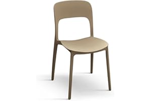 PAZZO DESIGN Sedia Luana, Set Da 4 sedie, Tortora, Sedie Polipropilene Per Cucina, Sala Da Pranzo, Giardino, Impilabili - id_1954