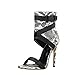 Produktbild Sandalen Damen Sommer Omingkog Sexy Schlangenmusterkreuz der Modedame mit dünnen Ärmelsandalen mit hohen Absätzen Knöchel Schnalle Peeptoe Sandalen(White,69)